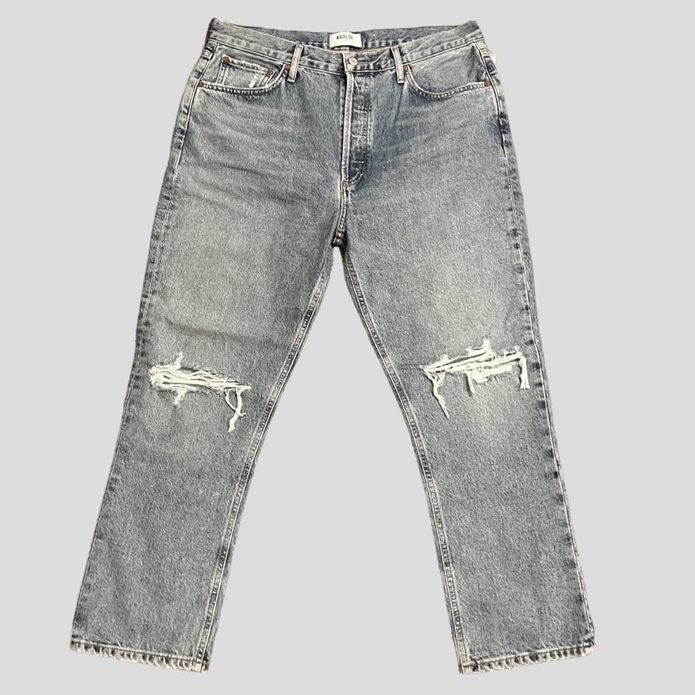 AGOLDE High-Waisted Straight Leg Distressed Jeans Size 30